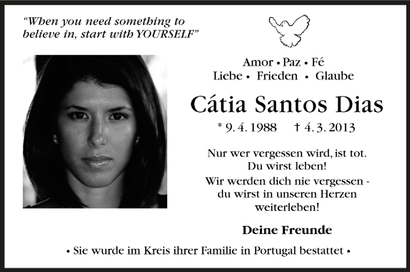  Traueranzeige für Catia Santos Dias vom 12.03.2013 aus Stuttgarter Zeitung